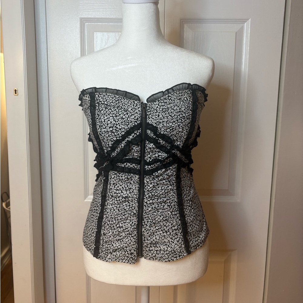 Bebe Monochrome Floral Bustier